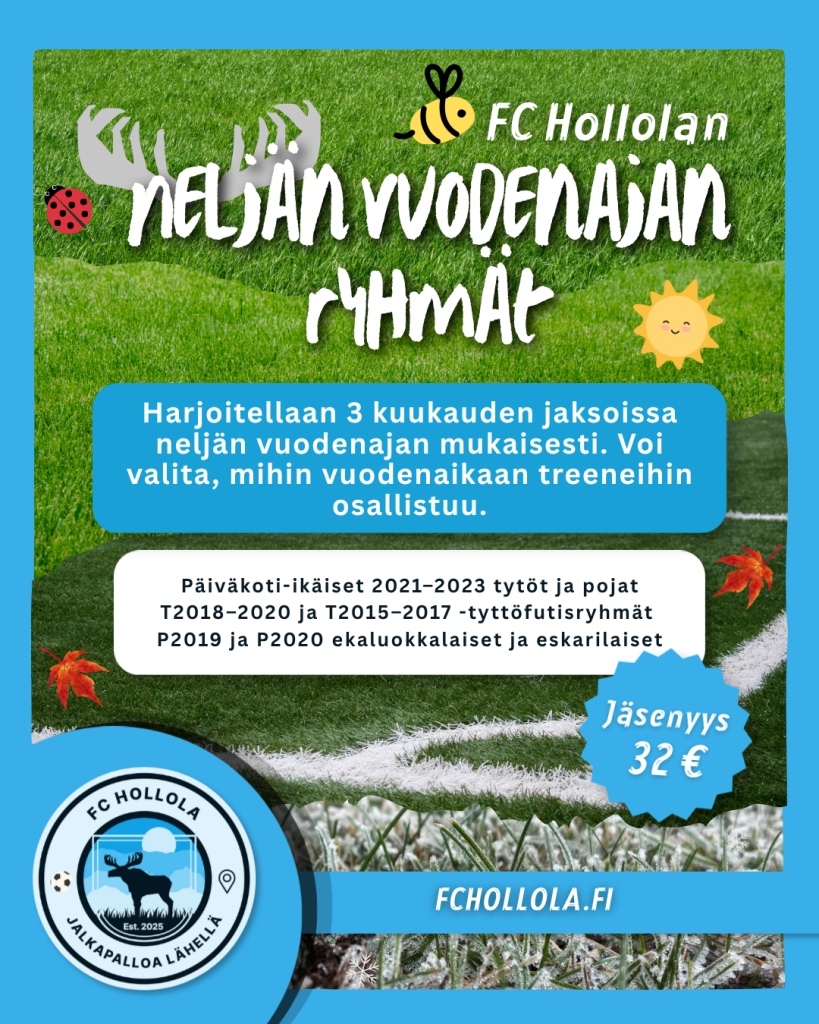 FC Hollola neljän vuodenajan ryhmät - lasten jalkapallo Hollolassa