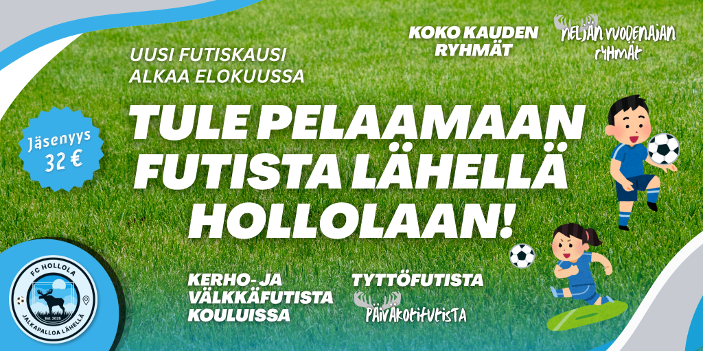 Pelaamaan Hollolassa – jalkapalloa ja futsalia lapsille. Jalkapallo harrastus Hollolassa. Tule pelaamaan futista Hollolassa!
