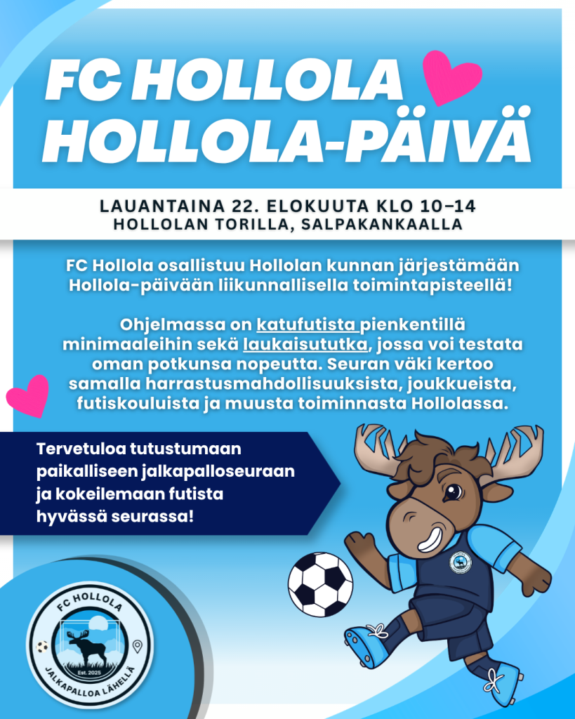 FC Hollola mukana Hollola-päivässä Salpakankaalla elokuussa 2026